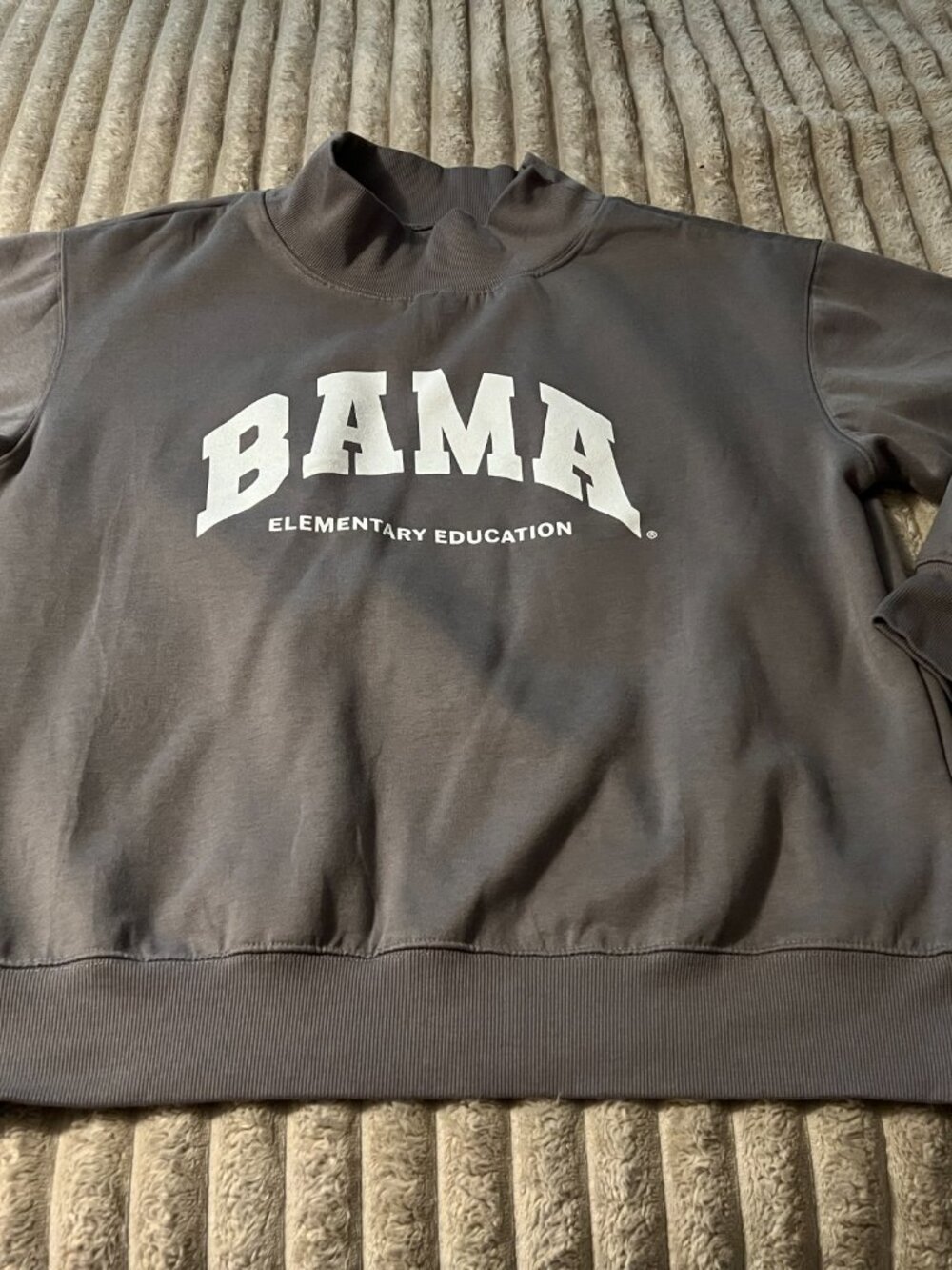 WOMEN'S UNIVERSITY OF ALABAMA BAMA ELEMENTARY EDUCATION MOCK SWEATSHIRT-LG-EUC!